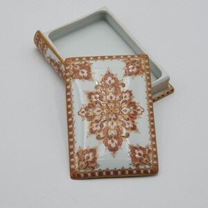 Vintage Limoges France Porcelain Book Box Hand Painted Gilded Floral Medallion